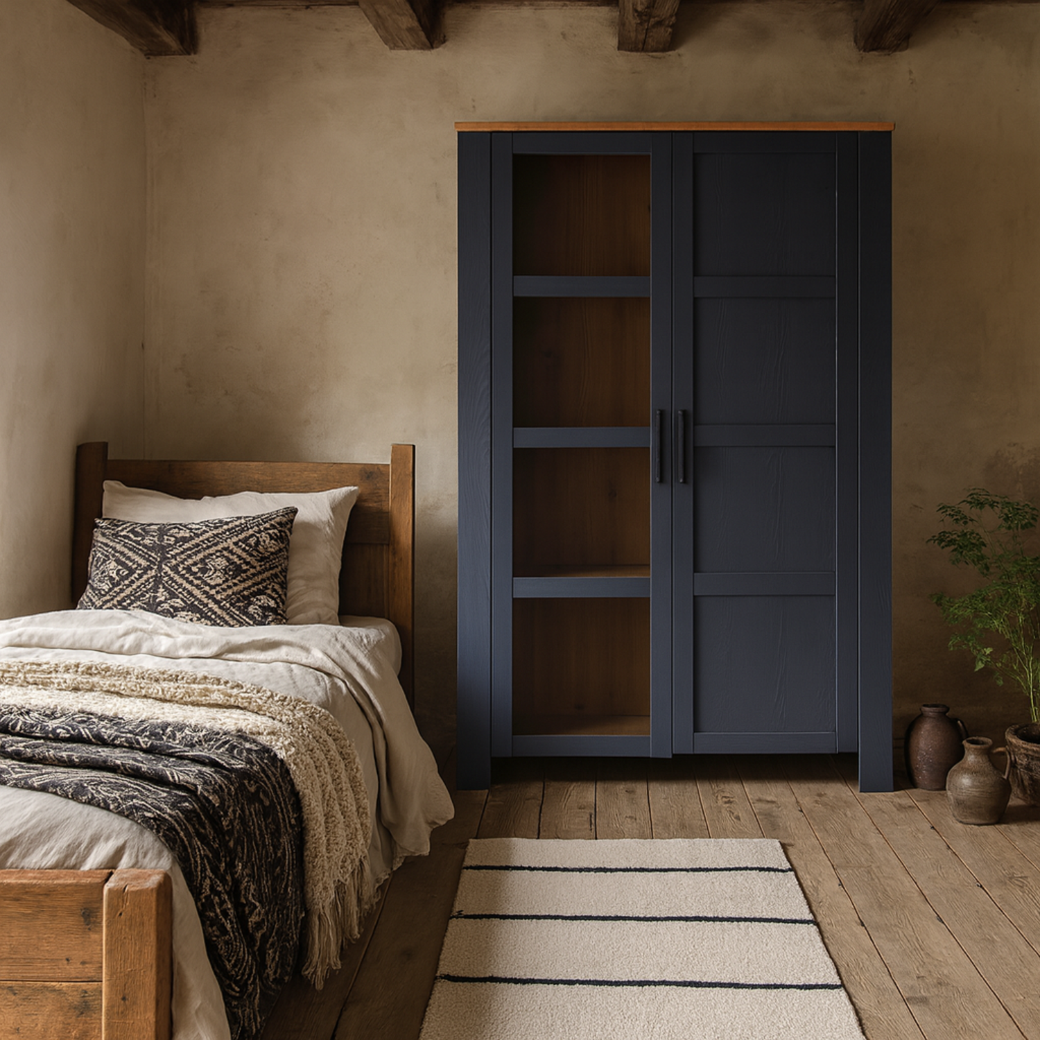 Bramblecroft 2-door Navy Oak Display Cabinet - Navy Oak