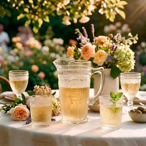 Amore Ribbed Glass Water Jug - 1.3L