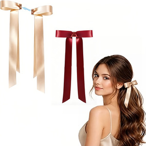 Satin Hair Bow Clip Magnetic Long Ribbon Hair Accessory