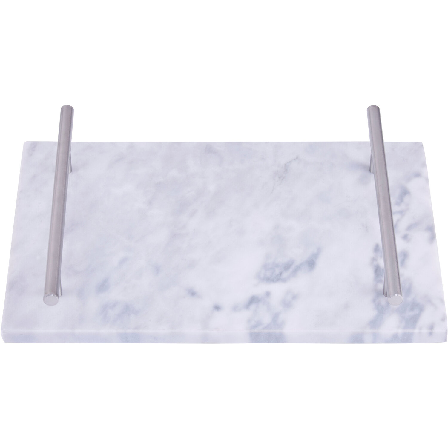 Salerno Grey Marble Serving board with Silver Handles - Grey