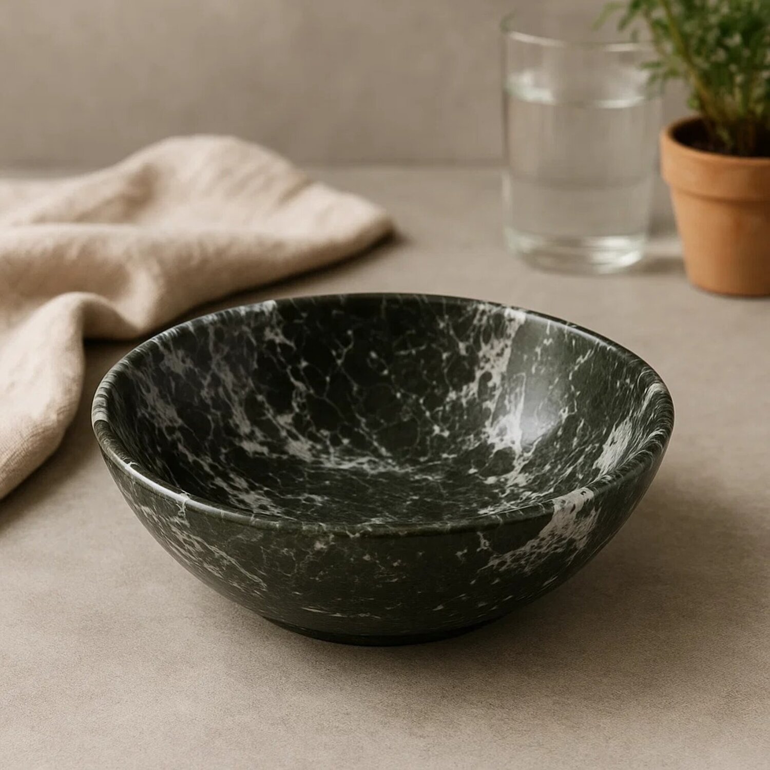 Marmore Black and White Marble Bowl - Black