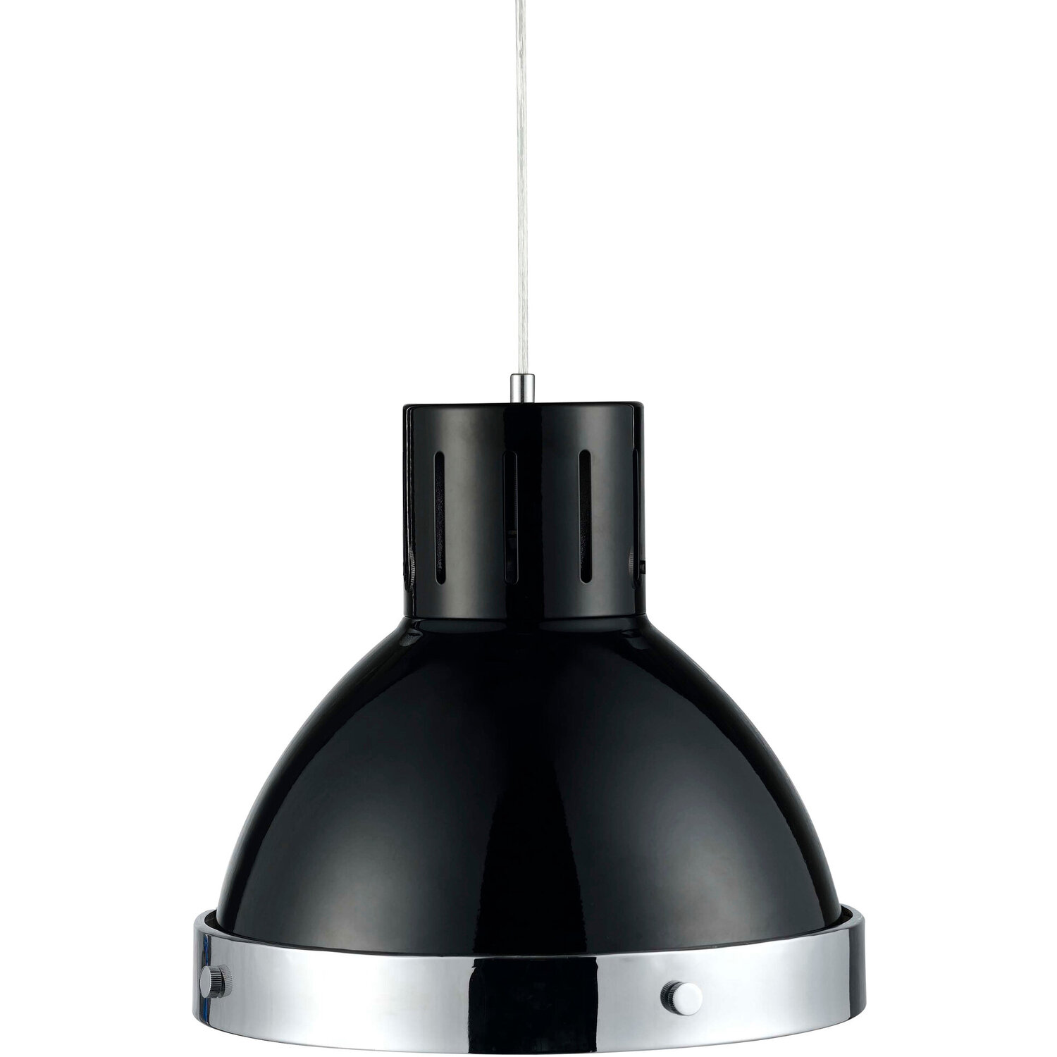 Jasper Black and Chrome Bell Shaped Pendant Light - Black