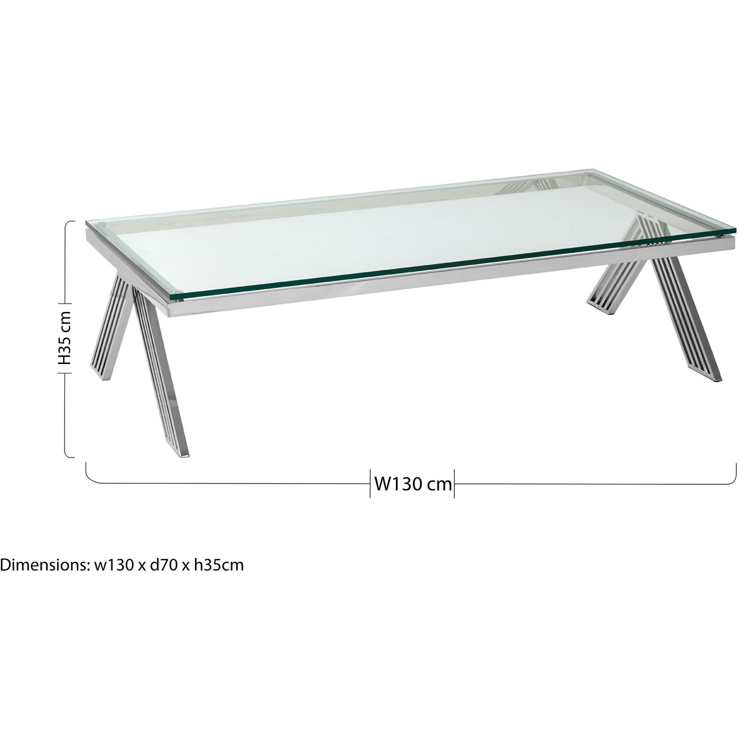 Piermount Clear Glass Coffee Table - Silver