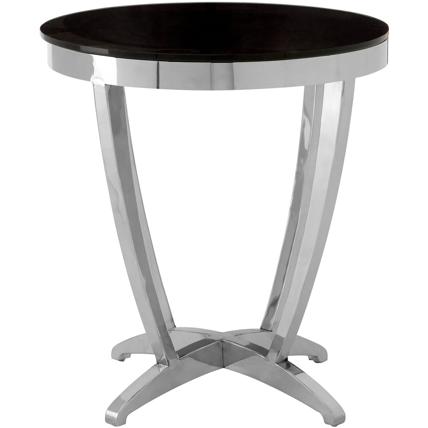 Yasmin Black Tempered Glass Side Table - Silver
