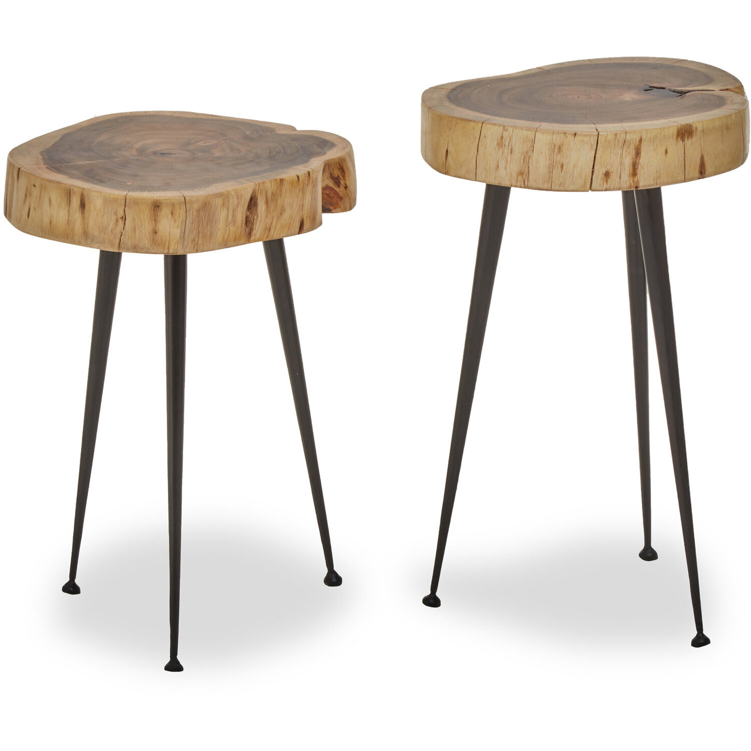 Nandri Set Of 2 Acacia Wood Side Tables - Brown