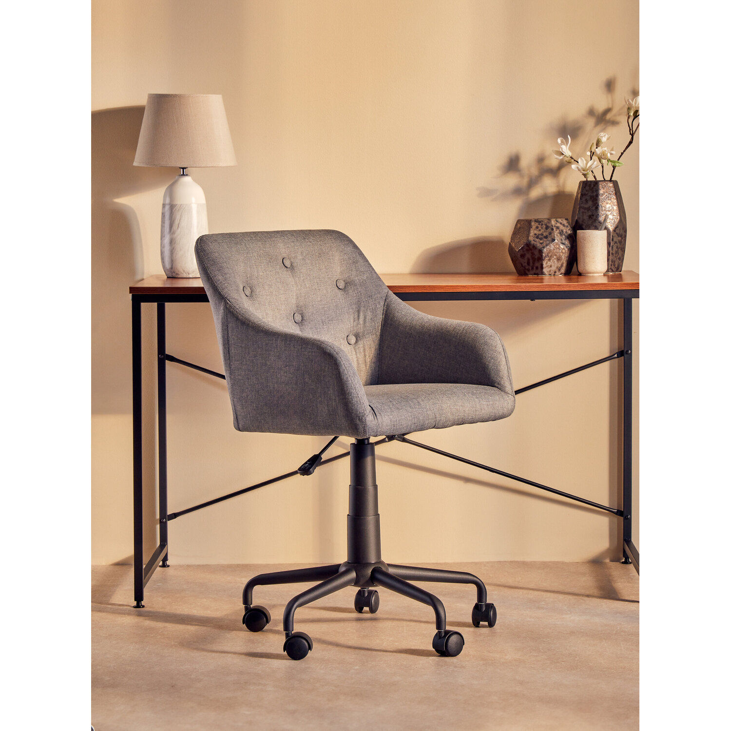 Brent Tufted Grey And Black Home Office Chair - Grey