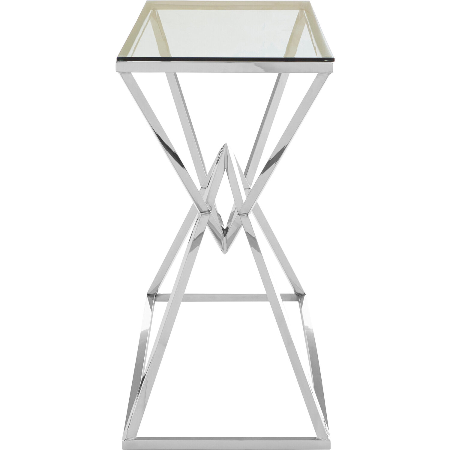 Allure Tempered Glass Rectangular Console Table - Silver