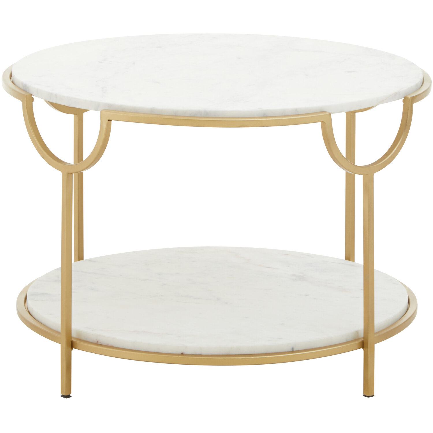 Pali Two Tier White And Gold Side Table. - White