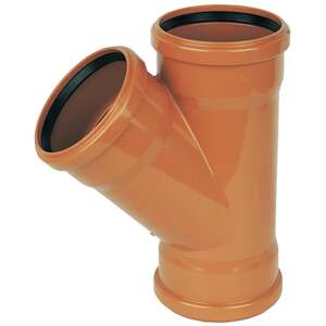 FloPlast Underground Drain 110mm 45' Triple Socket Junction - PVC-U - D211 - Connect Two Systems