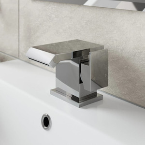 Waterfall Basin Mixer Tap Modern Bathroom Mono Sink Square Chrome Single Lever