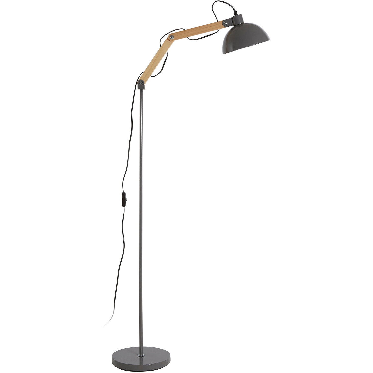 Blair Grey Wood And Metal Floor Lamp - Grey