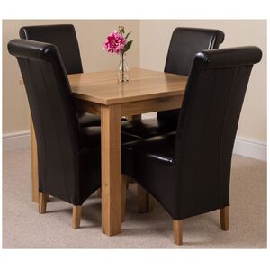 Oslo 90 x 90 cm Oak Small Dining Table and 4 Montana Leather Chairs