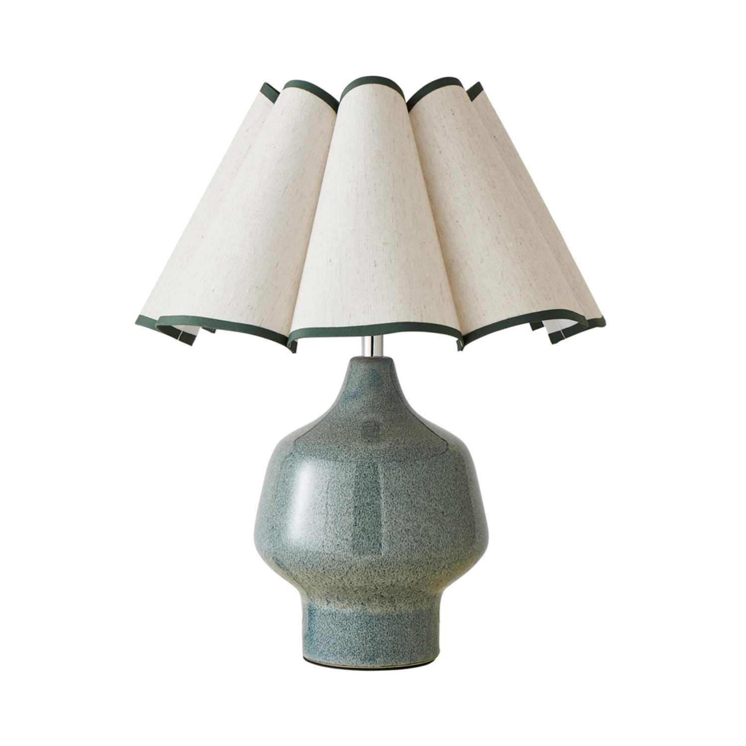 ValueLights Jamie Ceramic LED Table Lamp - Green - Scallop Shade - Image 3