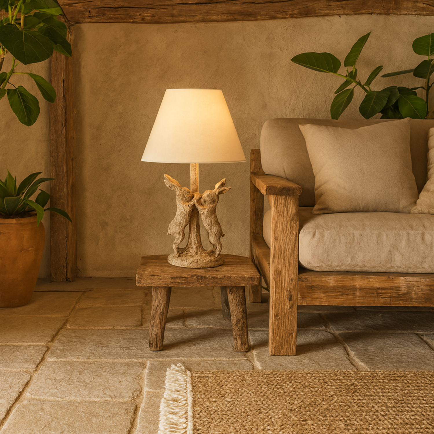 Image of Stonewashed Marching Hares Table Lamp with&hellip;
