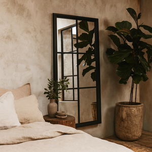 Six Panel Window Mirror Matt Wood Effect Frame
