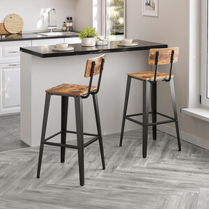 Bar Stool Set of 2, Bar Chairs, Kitchen Chairs with Backrest