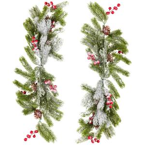 Snowy Pine Cone Berry Christmas Branch 76cm - Multicoloured - Set of 2