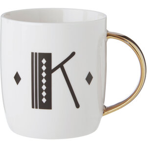 Diamond Deco White Monogram Mug, K