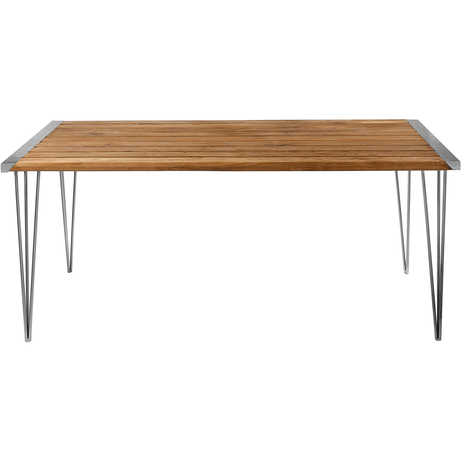 Nandri Slatted Teak Wood Dining Table - Brown