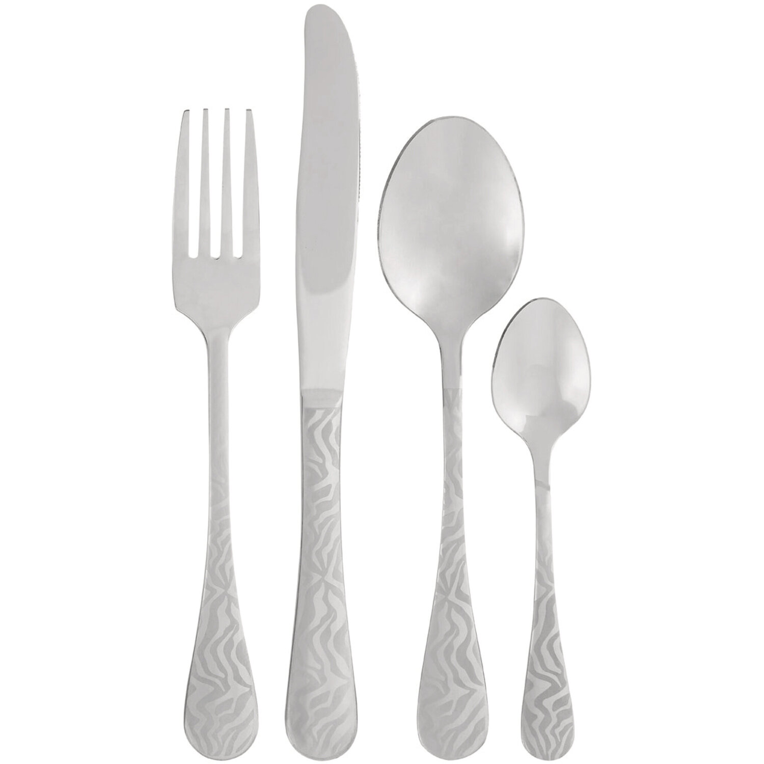 Avie 16 Piece Zebra Cutlery Set - Silver