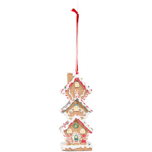Gingerbread Tiered House Hanging Tree Decoration