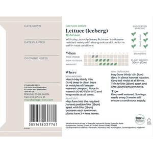 Marshalls Garden Iceberg Lettuce Seeds 'Robinson' - 200 Seeds, Bolt-Resistant, RHS Award