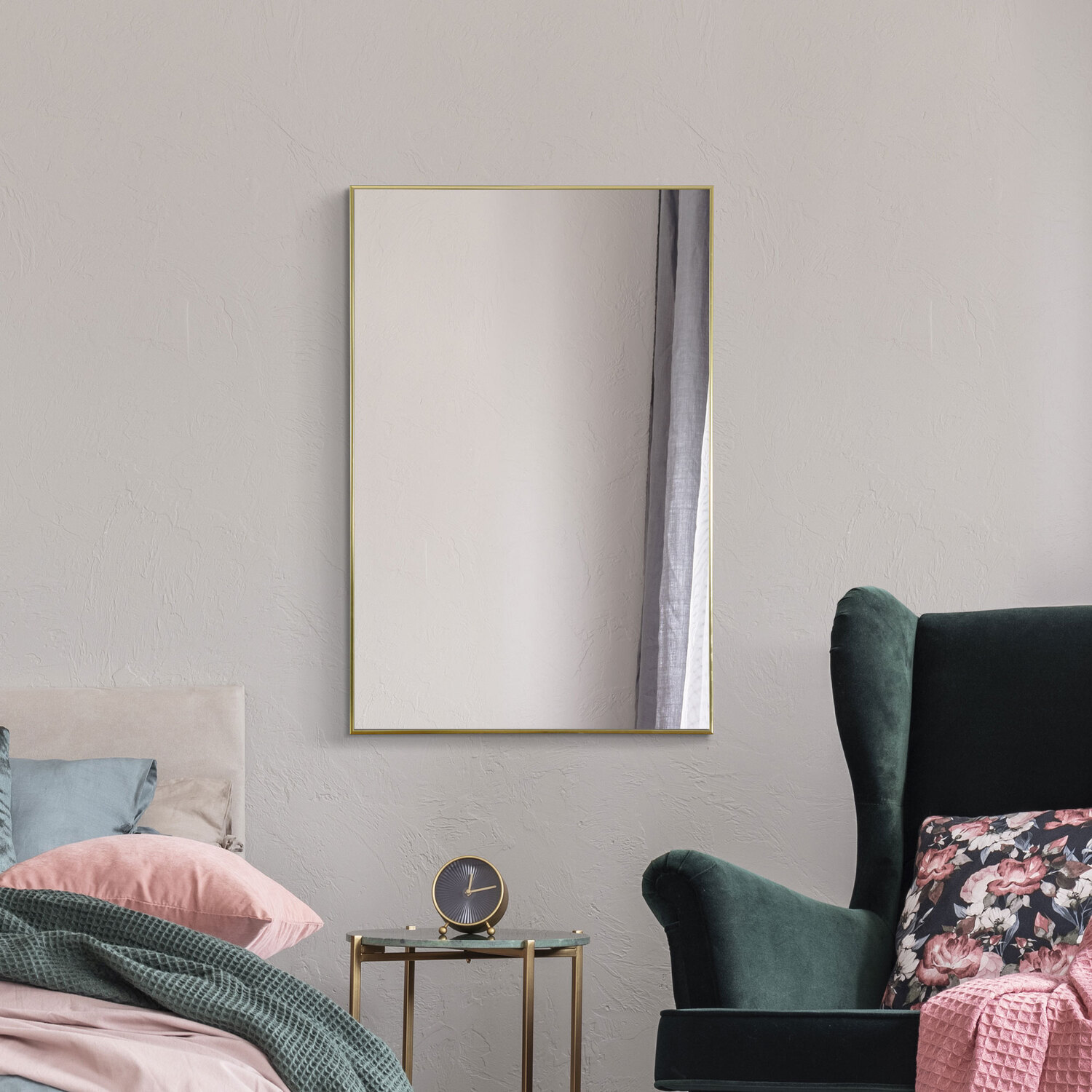 Mirroroutlet Bright Gold Aluminium Framed Modern Wall Mirror - Gold