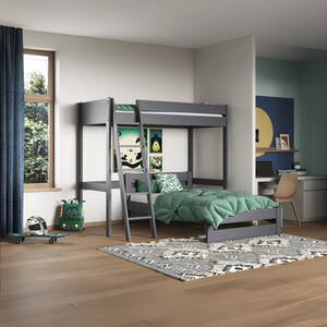 Tera High Sleeper With L Shaped Small Double Bed Grey