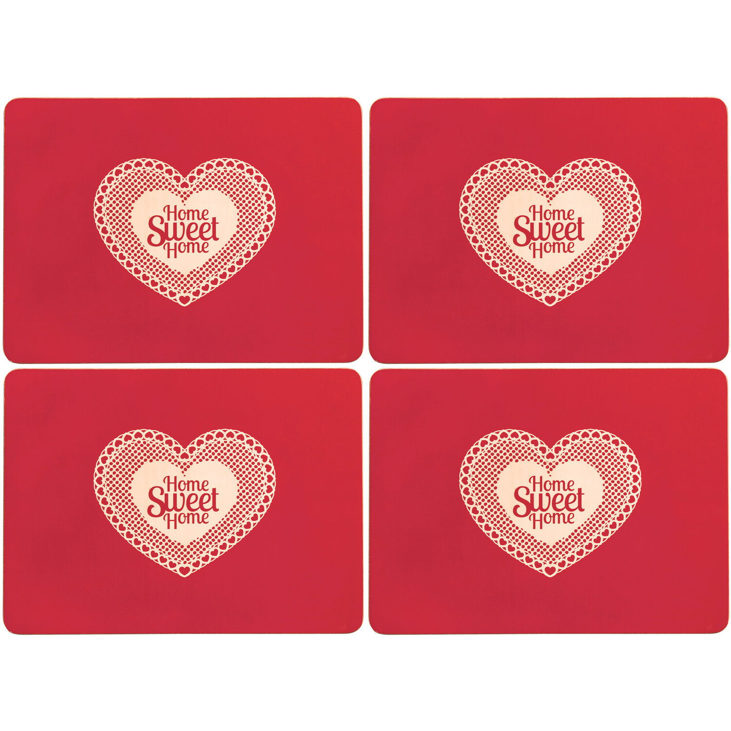 Maison By Premier Home Sweet Home Set Of Four Cork Placemats - Red