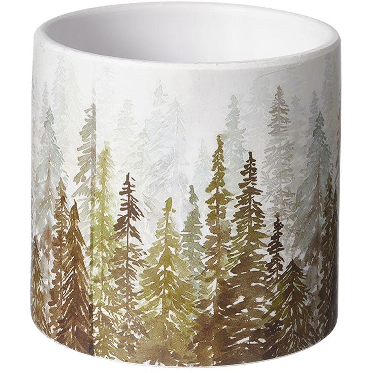 Forest Fir Tree Print Indoor Ceramic Pot - Multicolour 12cm