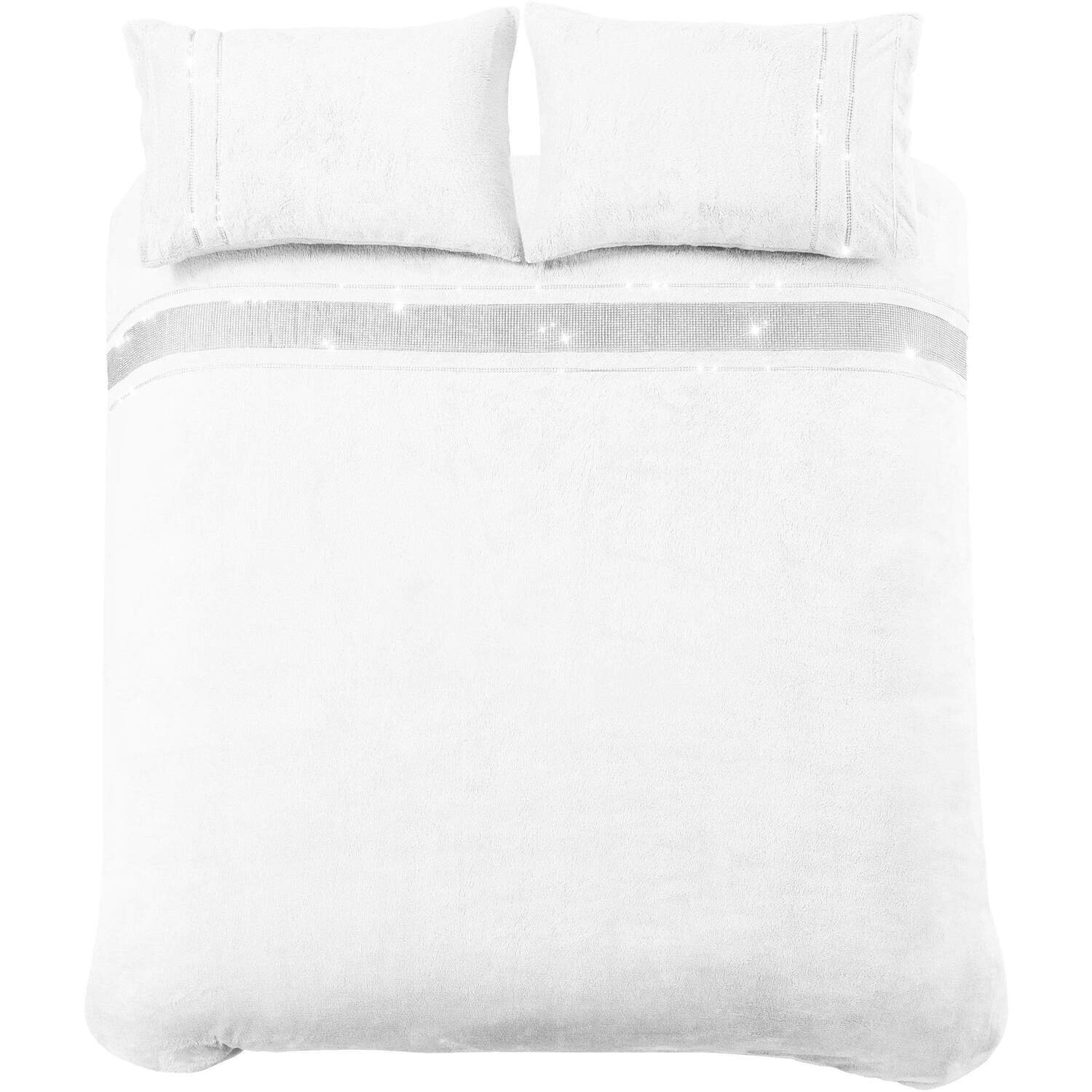 Diamante Teddy Duvet Set - White King