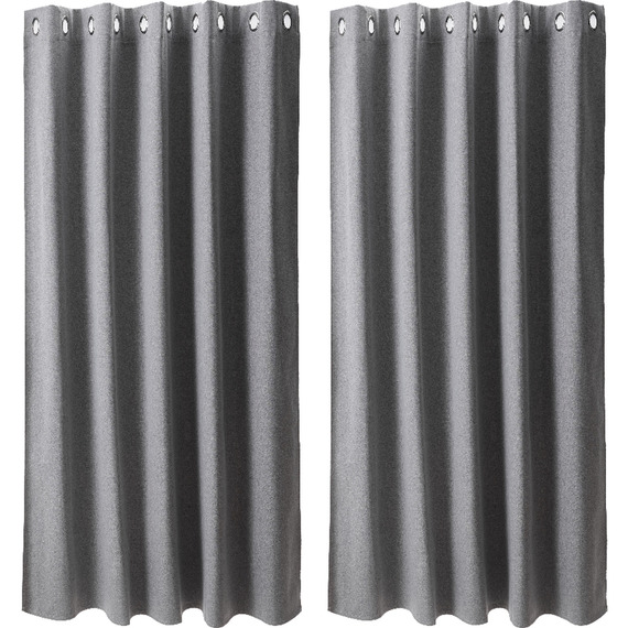 2 Panels Solid Colour Blackout Linen-Like Curtains