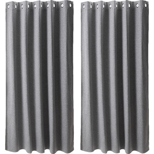 2 Panels Solid Colour Blackout Linen-Like Curtains