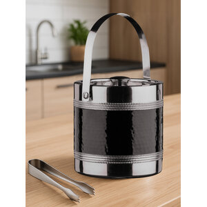 Black Ice Bucket With Tongs