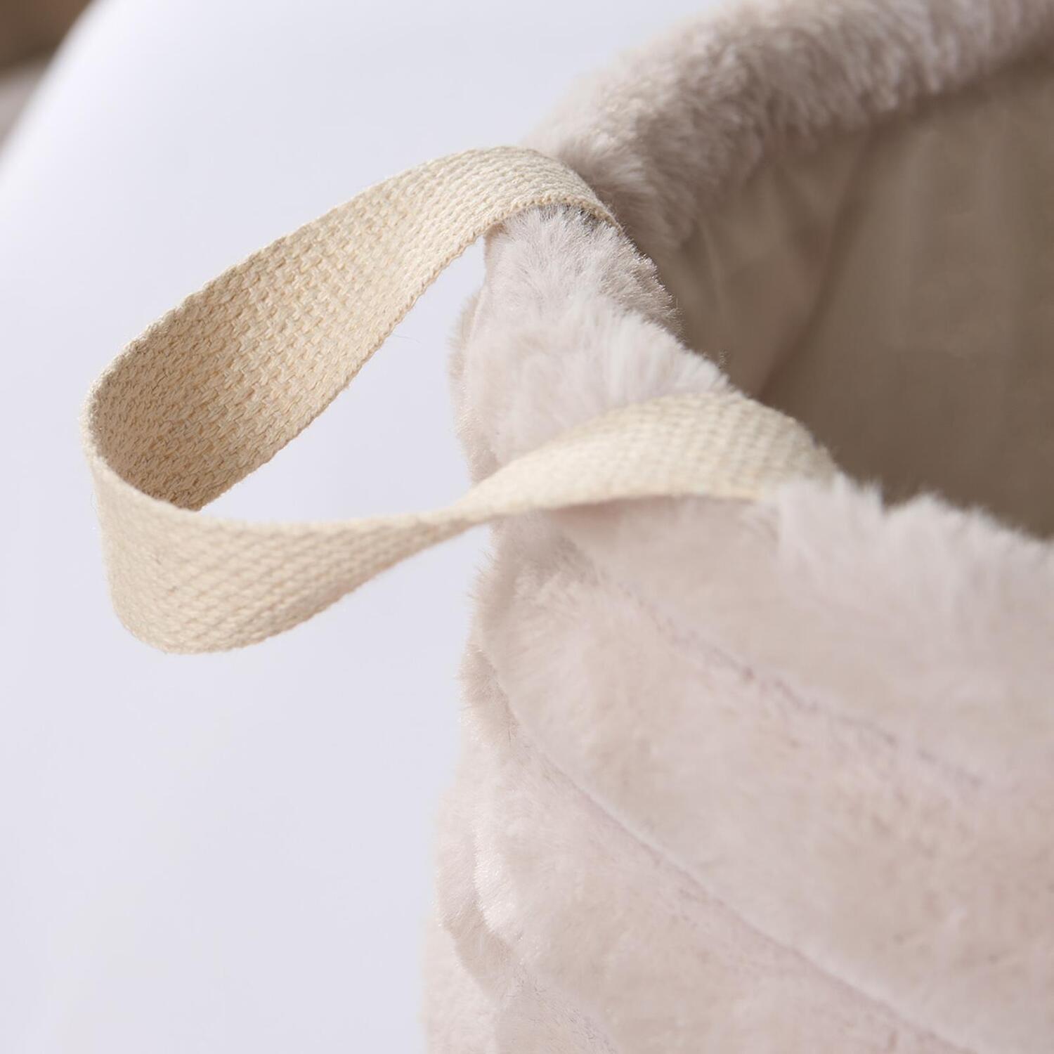 Ohs Faux Fur Ribbed Laundry Bag - Natural