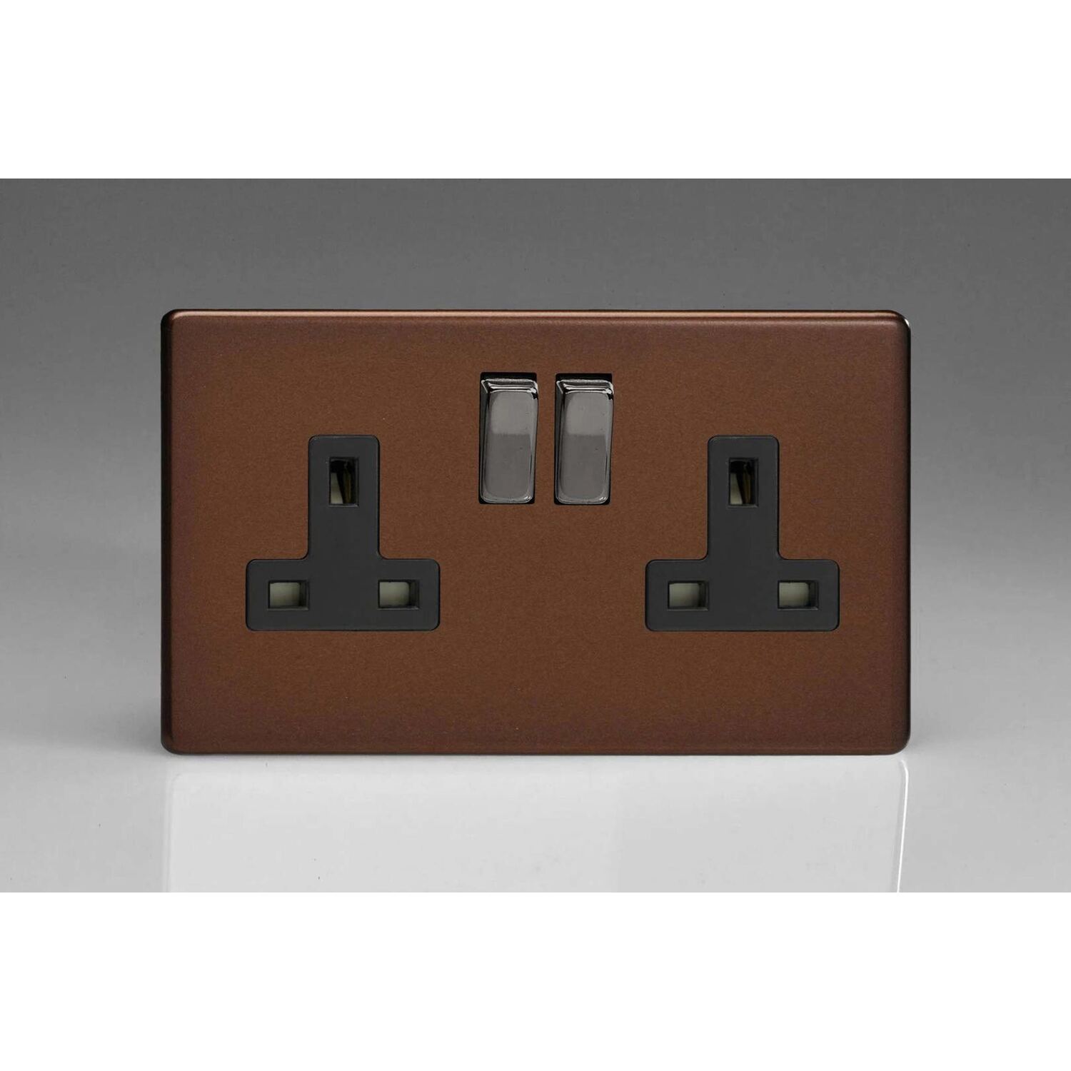 Varilight XDM5BS Screwless Mocha 2 Gang Double 13A Switched Plug Socket - Image 5