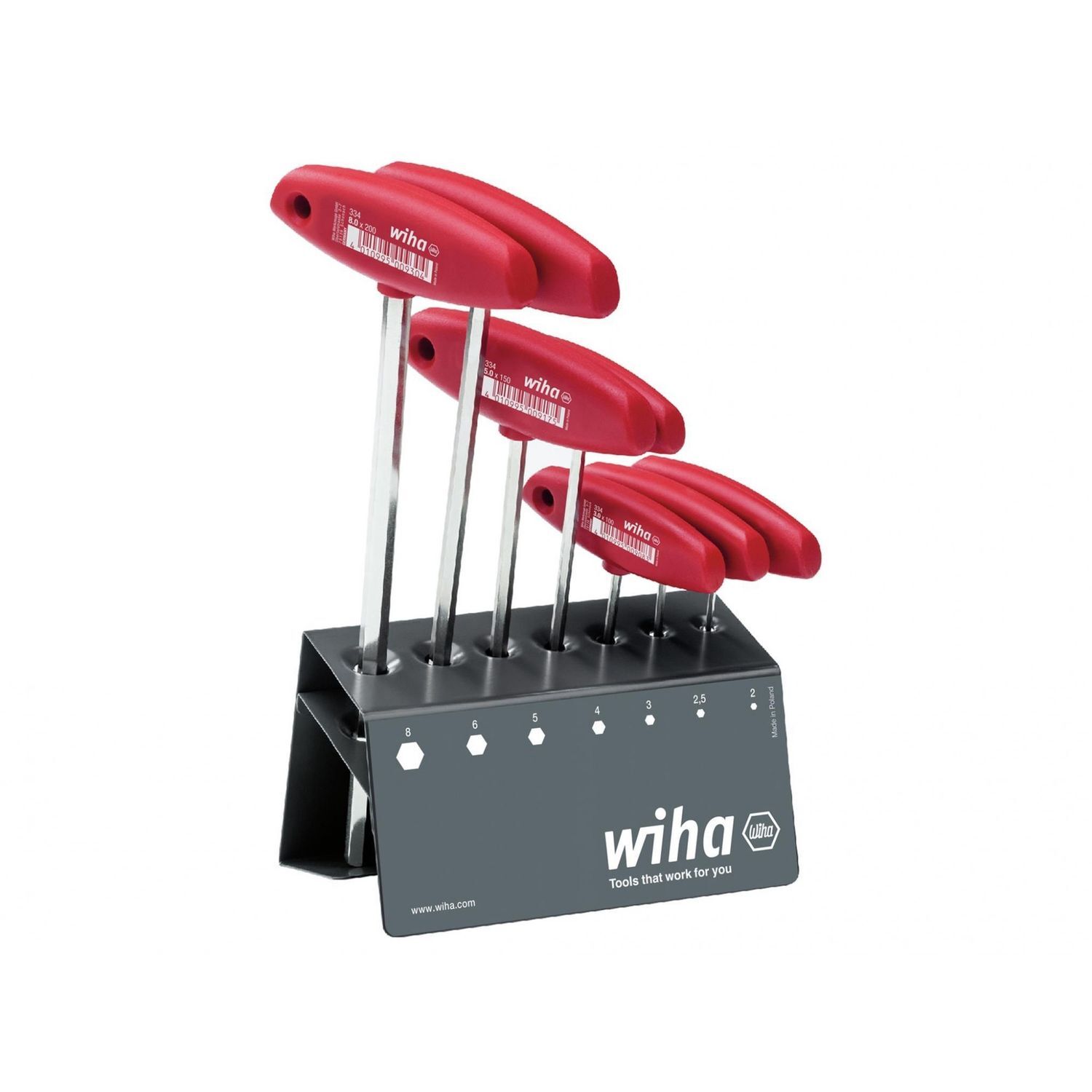 Wiha L-Key With T-Handle Set, 8 Piece - Multi Colour
