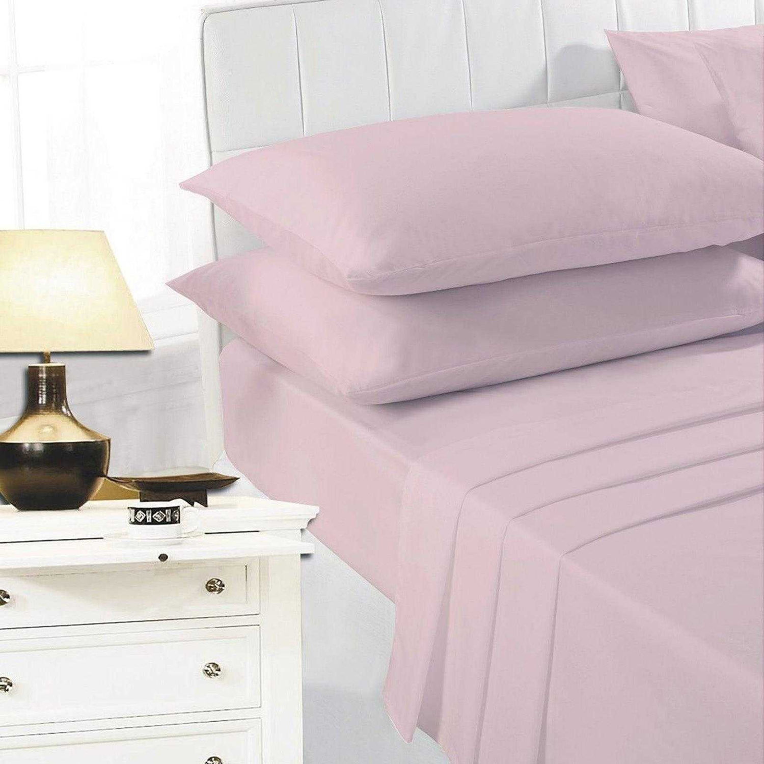K Collection Percale Percale Fitted Sheet - Pink / King / Double