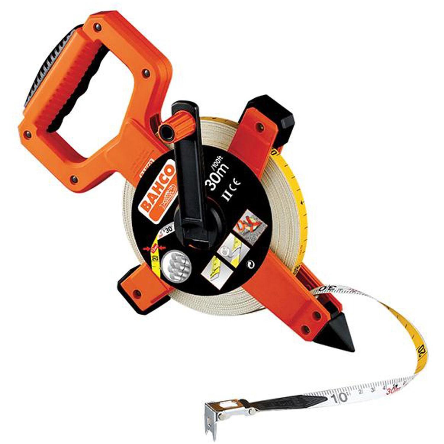Bahco LTS Open Reel Fiberglass Tape Measure Imperial & Metric 100ft / 30m 13mm - Image 9