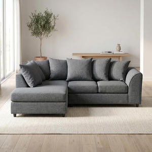 Harriet Relaxed Linen Corner Sofa with Chaise and Scatter Cushions