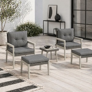 Nosalu 5-Piece Rattan Outdoor Bistro Set - Grey and Black