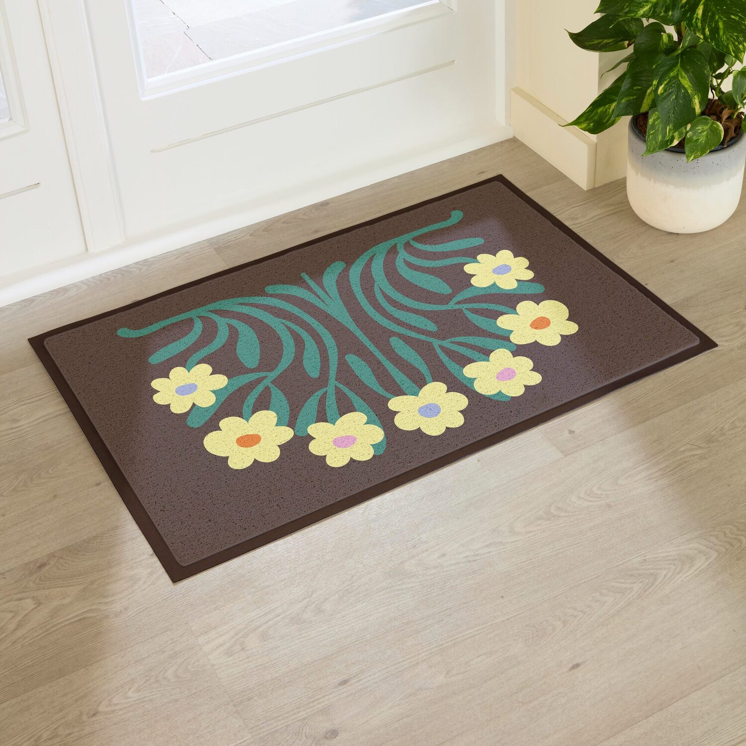 Artsy Mats Elizabeth Olwen Yellow Flowers Indoor/Outdoor Doormat (90X60cm) - Multi / 90 X 60Cm