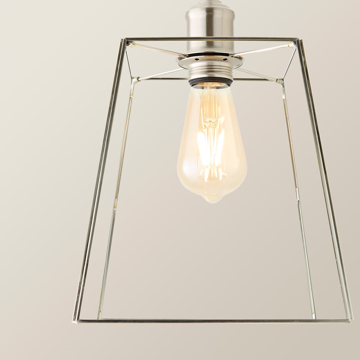 Valuelights Susie Brushed Chrome Adjustable Drop Ceiling Light Glass Shade - Brushed Chrome