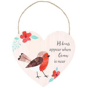 Something Different Gran Robin Heart Plaque
