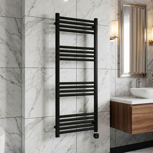 Croxall Electric Round Tube Heated Towel Rail with 17 Bars, 1200 x 500mm