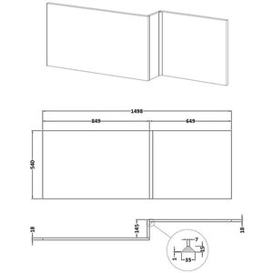 White Gloss Shower Bath Panel 1600mm - L Shaped Side MDF