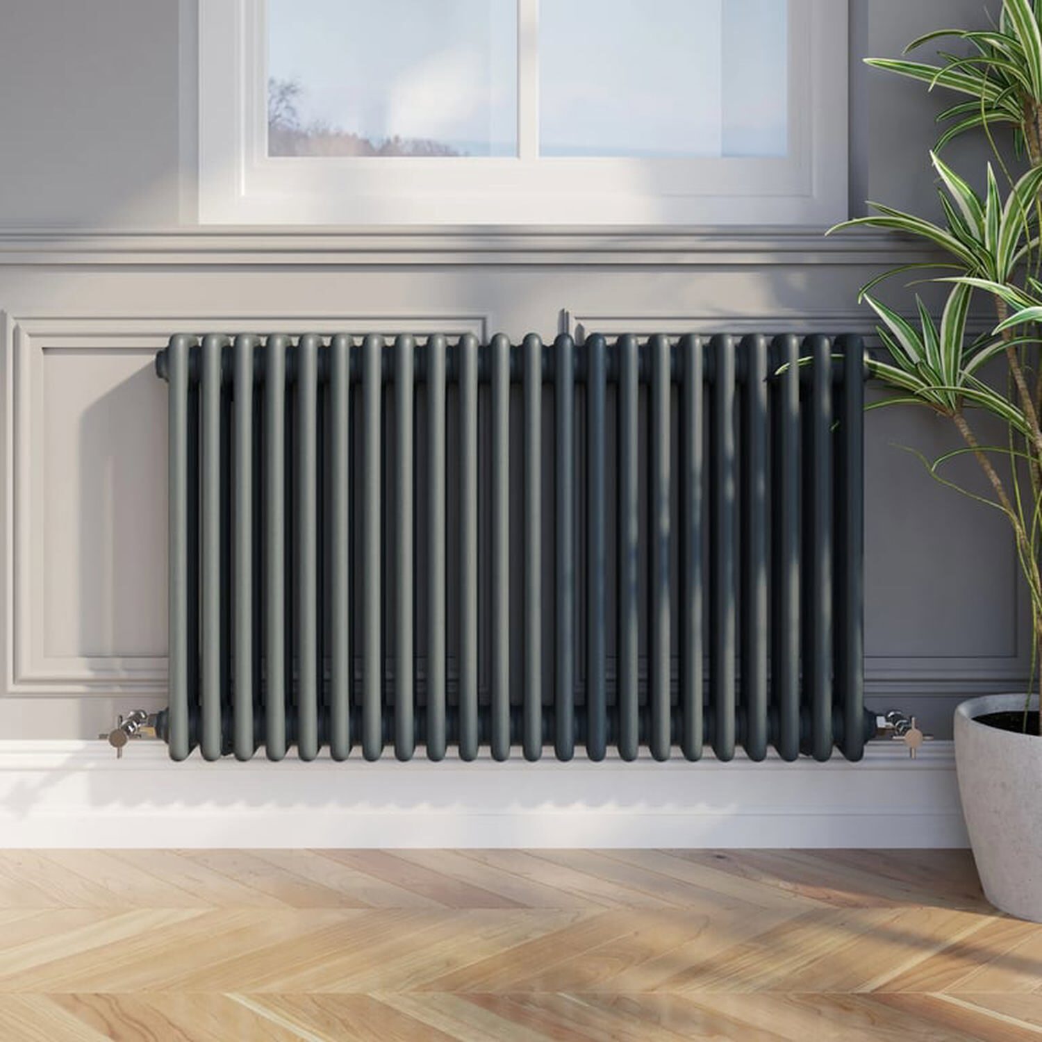 Temprazo Traditional Colosseum Double Bar Column Radiator Anthracite 300 X 1190Mm - Anthracite / 600Mm / 1010Mm / 100Mm