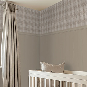 Traditional Check Panel Wallpaper in Cream and Butterscotch