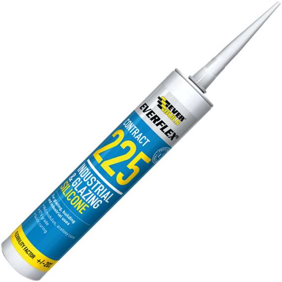 Everbuild everflex 225 industrial & glazing silicone sealant white 295 millilitres