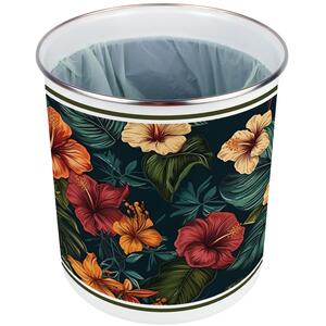 Dark Hibiscus Food Waste Caddy - Metal 2L Decorative Kitchen Compost Bin